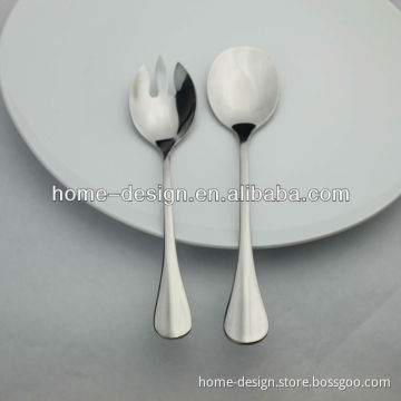 stainless steel salad spoon and fork